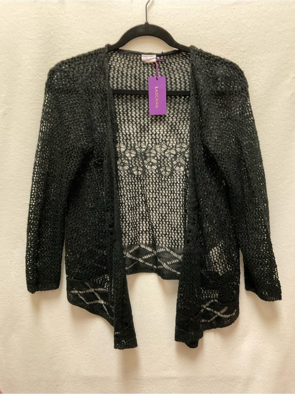 LASCANA Black Open-Weave Women's Cardigan - Picture 1 of 5